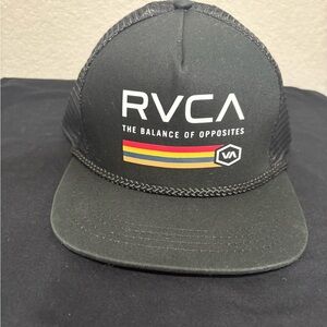 RVCA Gray Trucker Hat with Multicolor Stripes